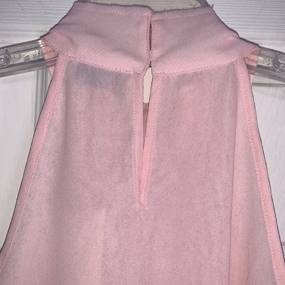 Alythea Soft Pink Mock Neck Ruffled Frayed Edging Sleeveless Top NWT - Picture 9 of 13